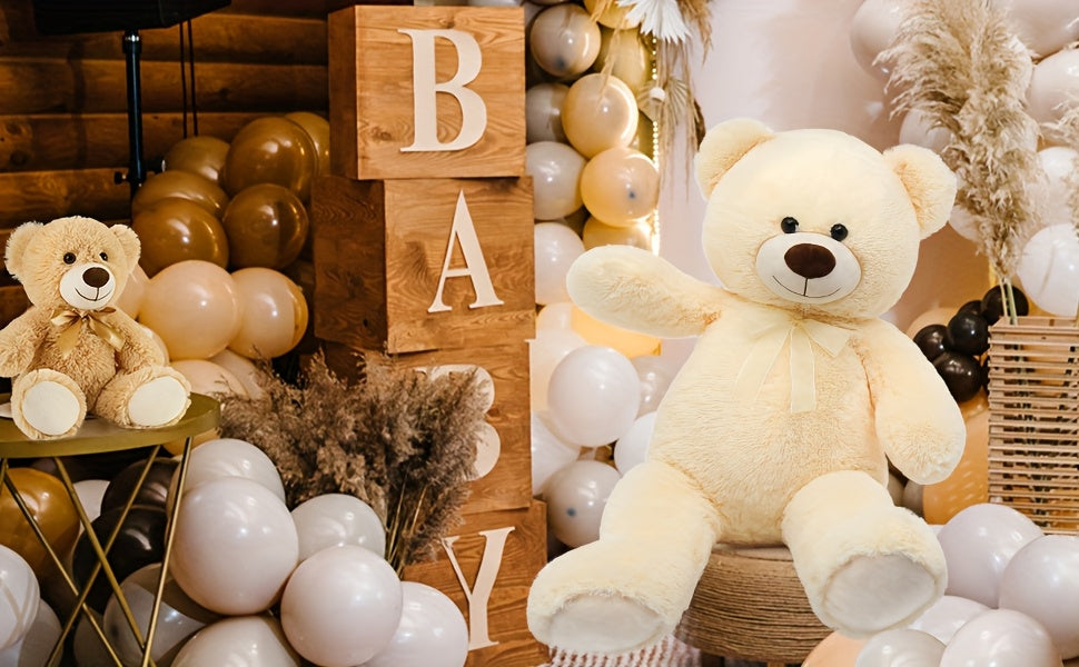 MorisMos Giant Teddy Bear Stuffed Animal 3 Ft, 36 In Large Teddy Bear For Shower Decor, Soft Big Stuffed Animal Plush Toy For Kid Birthday Christmas Girlfriend Valentines Gift, Beige/Cream