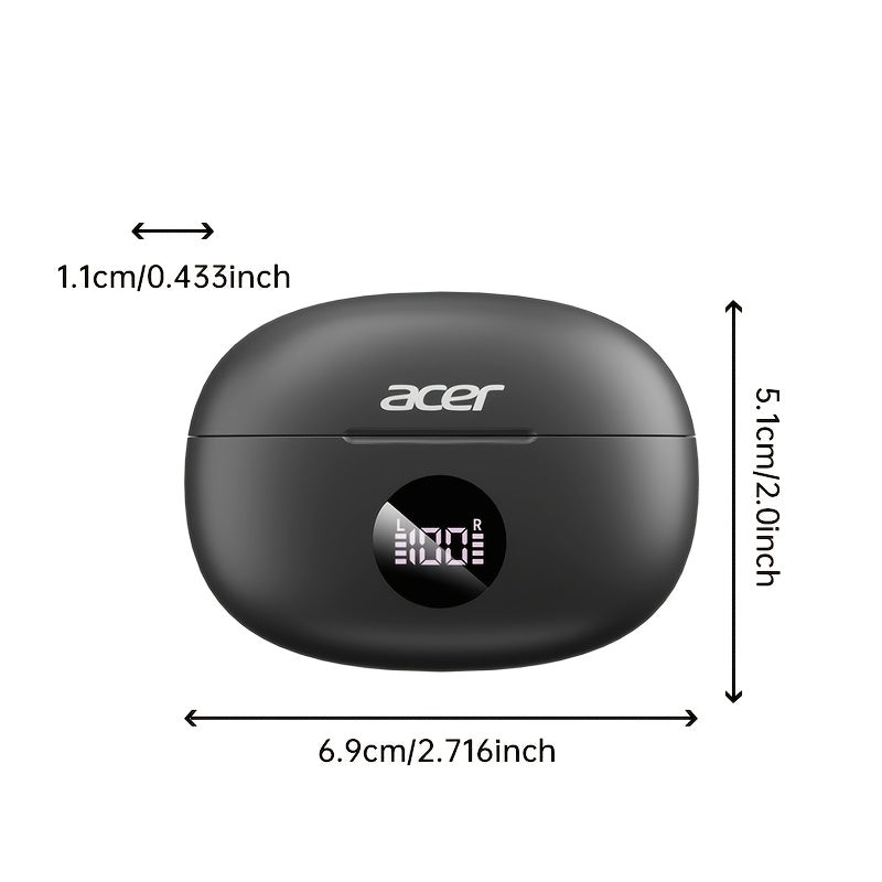Acer 2025 new model back-to-school season TWS Wireless Headset Heavy Bass Stereo + Talking Noise Cancellation Ultra Long Lasting Sports Running hanging ear Low Latency Gaming Mode HIFI Audio Lightweight Touch Design Stylish D