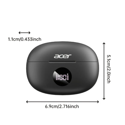 Acer 2025 new model back-to-school season TWS Wireless Headset Heavy Bass Stereo + Talking Noise Cancellation Ultra Long Lasting Sports Running hanging ear Low Latency Gaming Mode HIFI Audio Lightweight Touch Design Stylish D