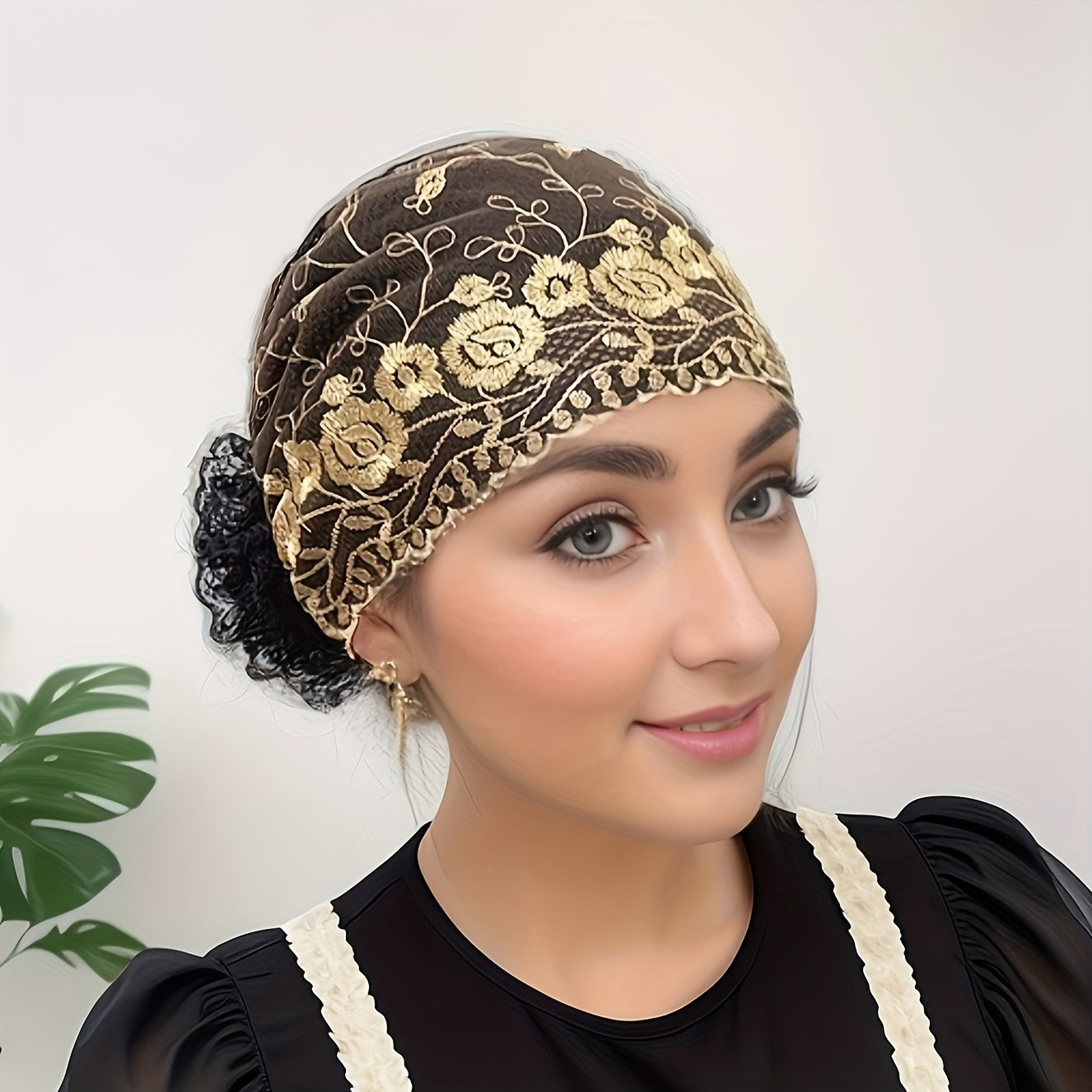 2pcs Women'S Embroidered Floral Breathable Stretch Headwrap | Multi-color Elastic Casual Cute Bohemian Muslim Turban for Hair Covering and Daily Wear