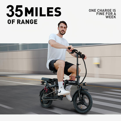 M1 Electric Bike For Adults,32 Miles Range,700W peak motor,20MPH Speed, 48V 20Ah Removable Battery, Dual Disc Brakes, Front And Rear Suspension & Commuter EBike, 14'' all-purpose tire, LCD Mileage Display
