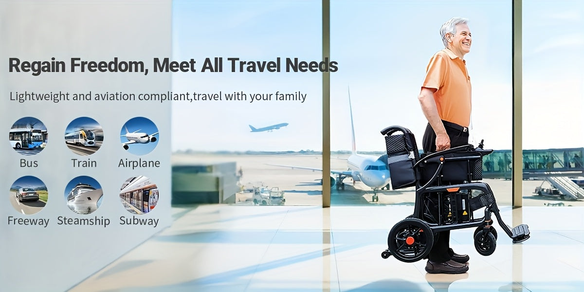 Nihhcune 26-mile Long-range Portable Adult Electric Wheelchair, Full Carbon Fiber Intelligent Electric Wheelchair, Installation-free, One-step Folding And Unfolding, Ultra-light 15kg, 300 Pounds Load-bearing, Suitable for Tra
