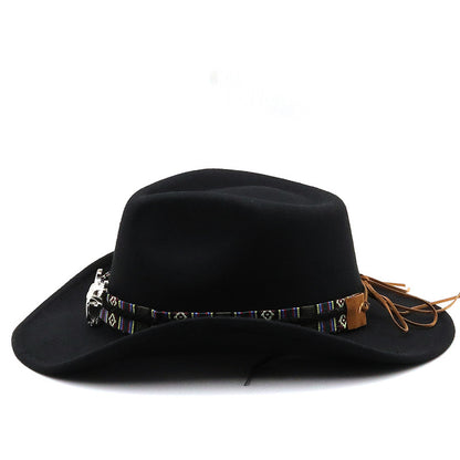 Men's & Women's Western Cowboy Hat with Tweed Jazz - Wide Brim Felt for all-Weather, Non-Textile Durable Design, Black for horseback Riding, Festivals, Ranch - Unisex Cowboy/Cowgirl