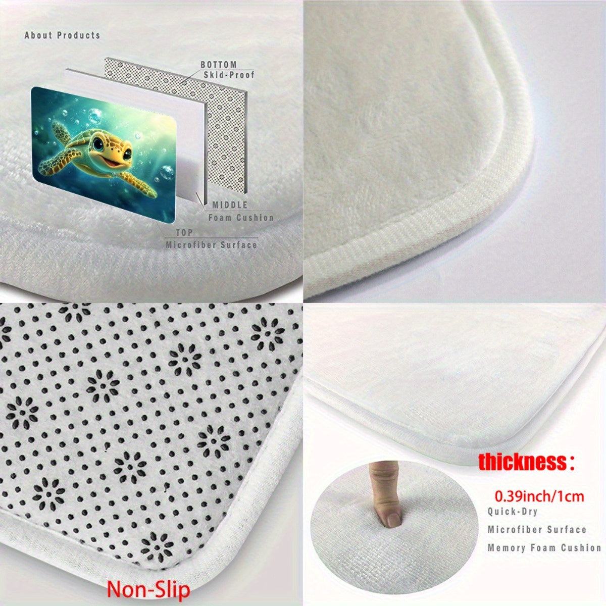 1pc Sea Turtle Underwater Non-Slip Bathroom Mat - Microfiber Absorbent, Machine Washable Polyester Door Mat with Vibrant Ocean Scene Design for Bedroom, Living Room, Camping & Picnic, 650gsm, Turtle