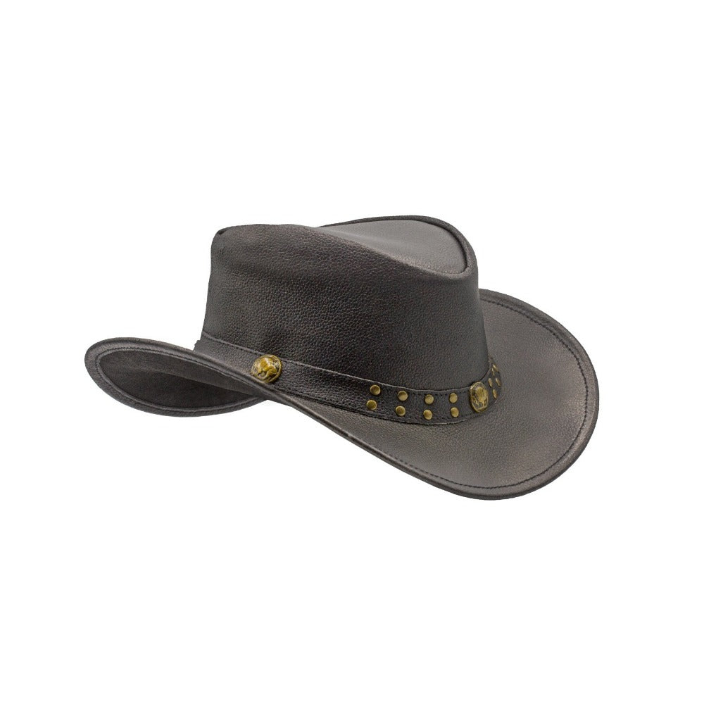 Black Genuine Leather Cowboy Western Hat for Men & Women – Classic Outdoor Ranch Style, Durable Wide-Brim Design for Horseback Riding, Country Events, Travel, Festivals & Daily Wear – Perfect Gift for Winter Season, Chris
