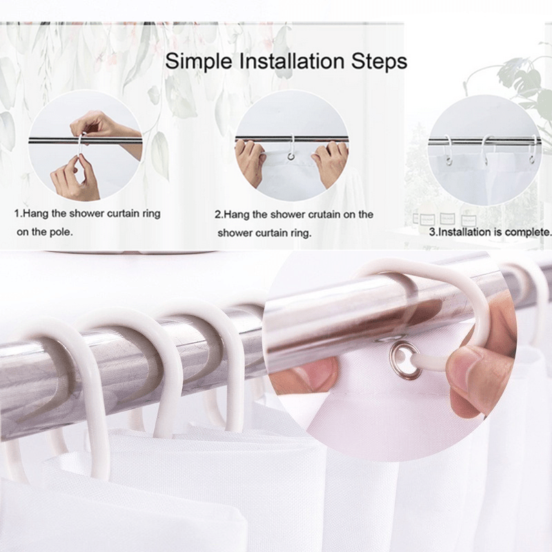 1pc/4pcs Bathroom Bath Shower Curtain Set with 12 Hooks, Toilet Seat Bath Mats and Rugs Non-slip Carpet Toilet Covers, Polyester Curtain for Bathroom Accessories Home Decor
