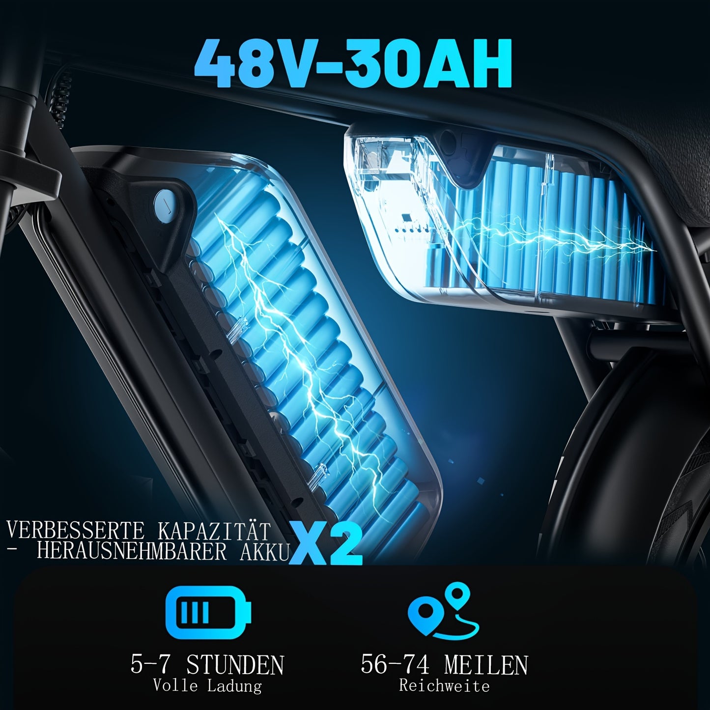 Electric Bike, Dual Battery V8 Max E-Bike - 100km Range & 19mph Speed, 740W Adults Electric Bicycle for City Commuting & Trail Ridin