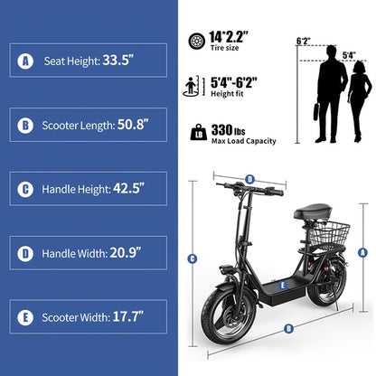 Two Options Available: Z6 48V Electric Bicycle & K8 36V Electric Scooter | 500W Dual Motor | 19MPH Speed | Folding Design+Removable Basket | Available in Both Sitting Positions/ Single Seat | Turn Signal Functionality | UL Ce
