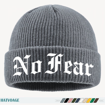 1pc "NO FEAR" Printed Beanie, Loose and Comfortable, Multi-Color Options, Unisex Couple Running Cap, Fashionable Street Skateboard Hat, Autumn/Winter Warm Hat, Suitable for Skiing, Cycling, Running, Fishing, Vacation, Birthda