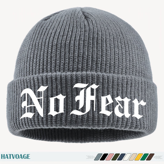 1pc "NO FEAR" Printed Beanie, Loose and Comfortable, Multi-Color Options, Unisex Couple Running Cap, Fashionable Street Skateboard Hat, Autumn/Winter Warm Hat, Suitable for Skiing, Cycling, Running, Fishing, Vacation, Birthda