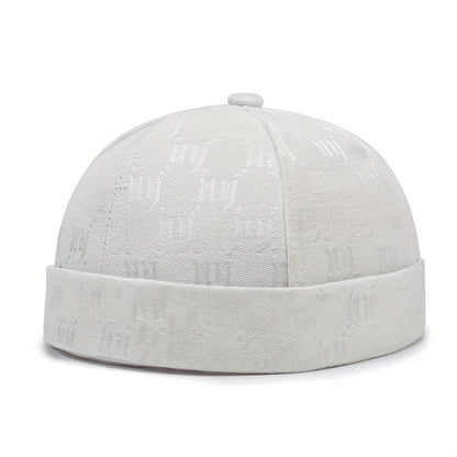 Men's & Women's Retro Snapback Brimless Melon - Beige/Navy/Black/Red/Brown/Grey with NY Logo-Like Letter Print, All-Season Casual Hat, -Filled for Warmth, Hand Washable (Unisex) for Hip-Hop & Casual Attire