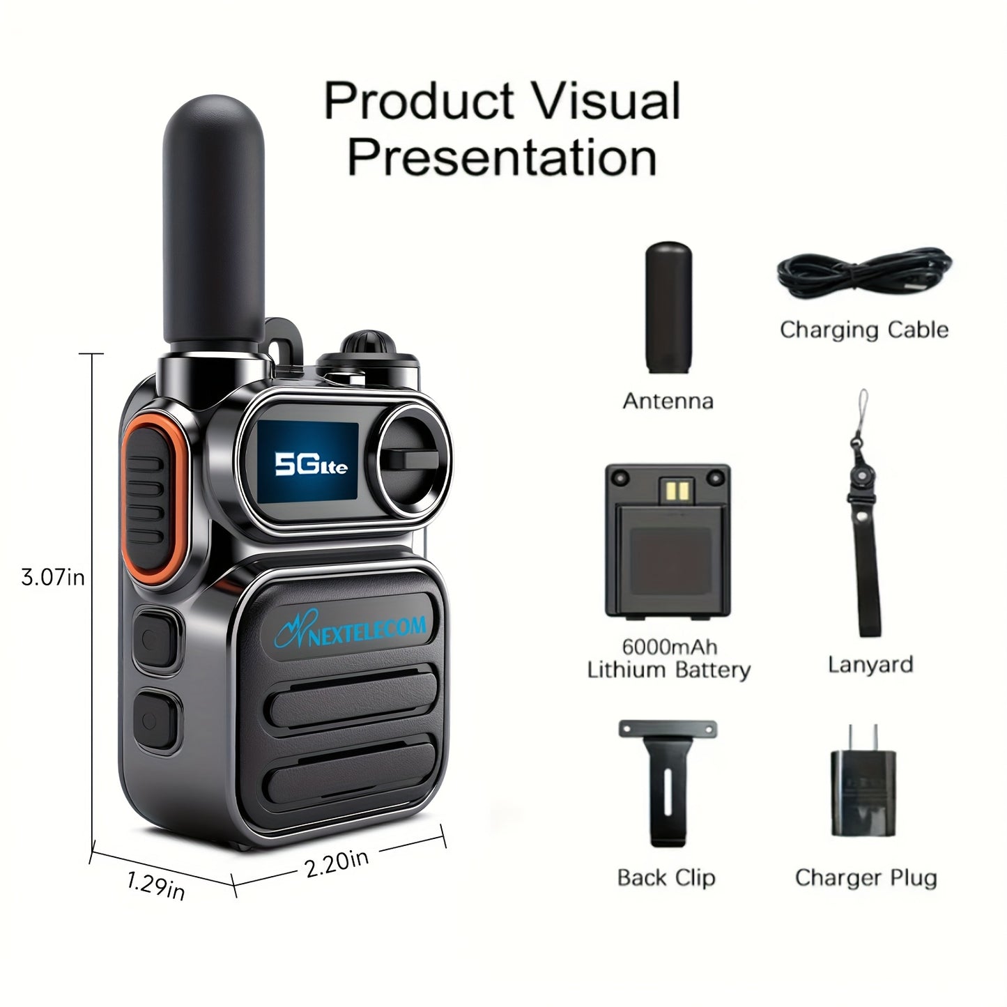 G388 Global Long-range Walkie-talkie 5G Two-way Radio, Multi-LED Flashlight, Rechargeable PTT Cellular Radio Fast Wireless Unlimited Range, Far-end Intercom, HD Sound Quality, Rugged And Suitable for Outdoor Activities (with