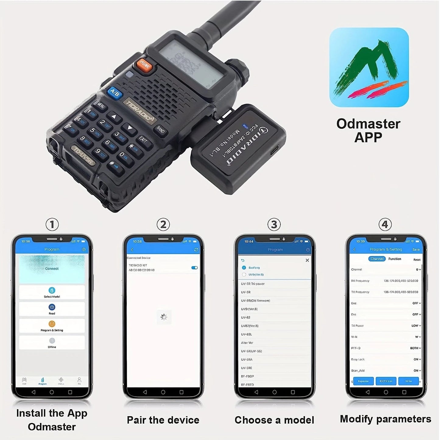 TIDRADIO Ham Radio Wireless Programmer Adapter APP and PC Program Multiple Models No Driver Issues Instead of Program Cable