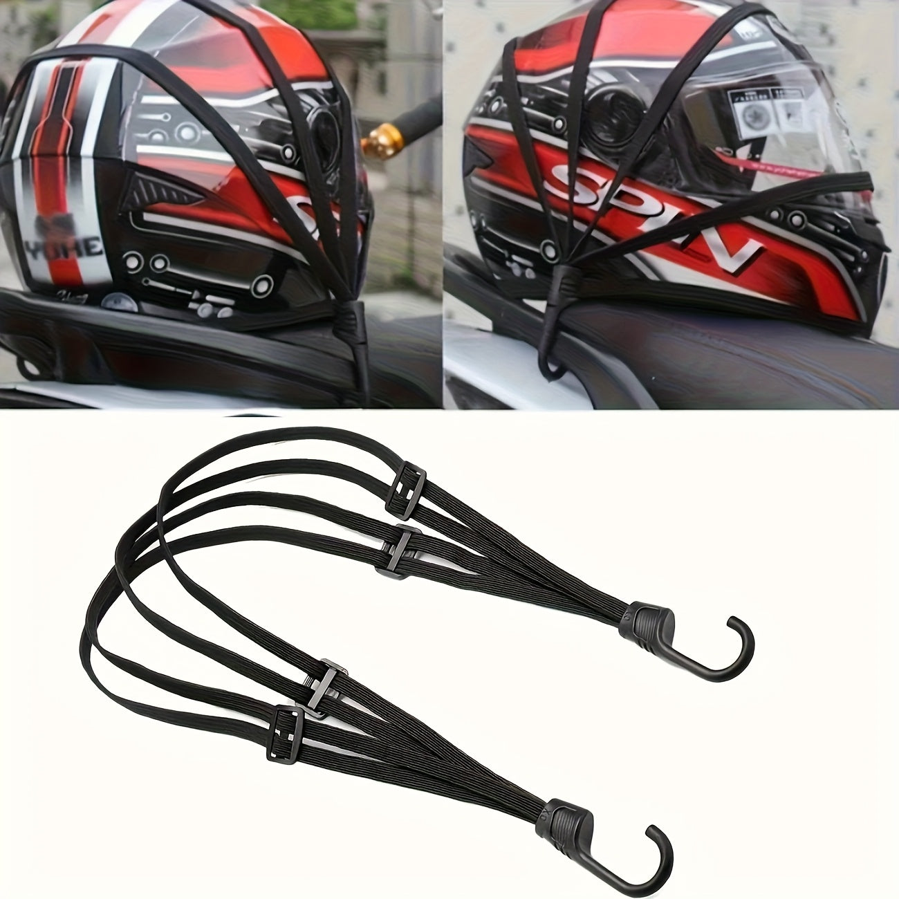 Elastic Bungee Cords for Motorcycles And Bicycles, Helmet Net Straps, Black Mesh Luggage Organizer for Safe Storage