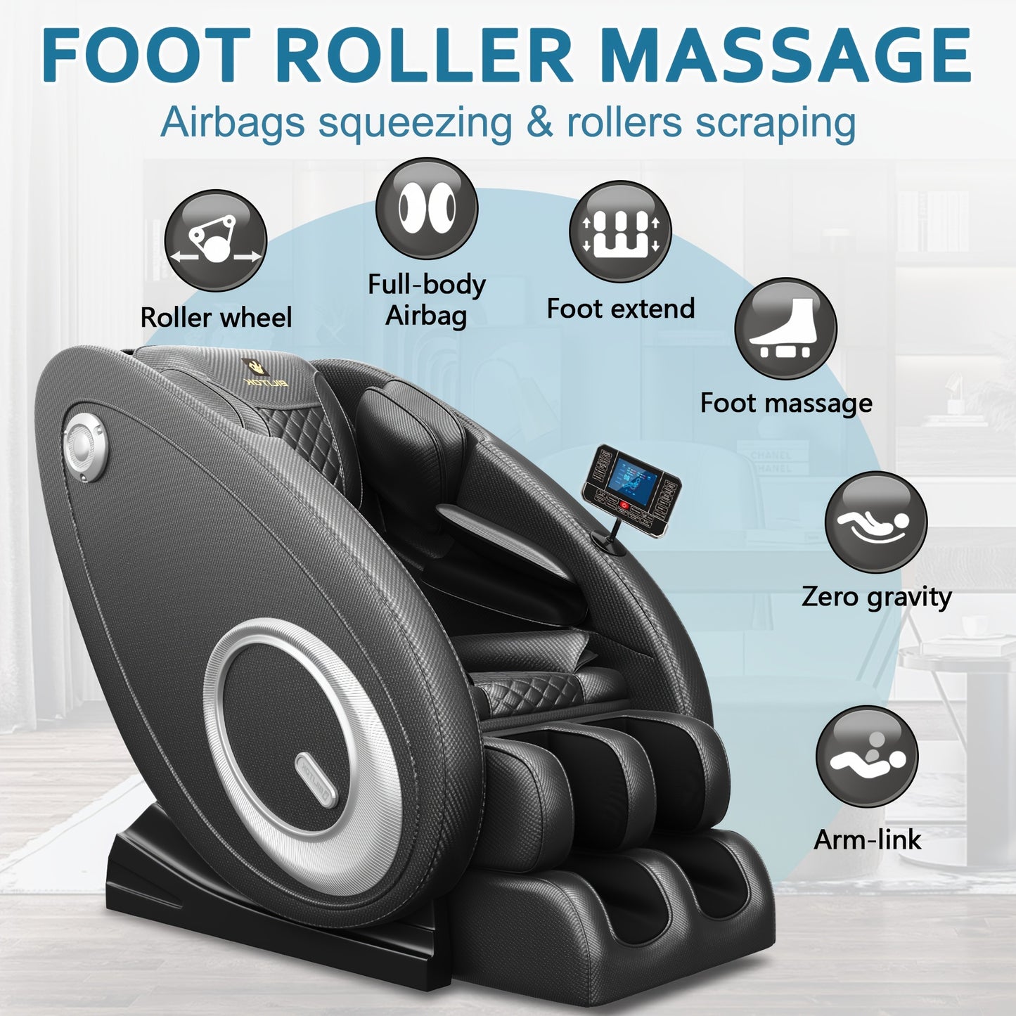 Massage Chair Recliner with Zero Gravity, Full Body Massage Chair with Heating, Built-in Speaker & Touch Screen, Air, Foot Roller - Ideal Christmas Gifts for Men And Women, Electronic Neck And Back Massager
