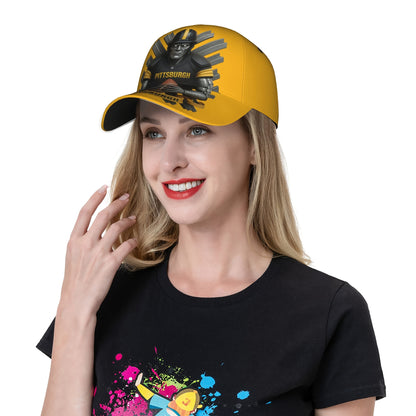 Pittsburgh Football Fan Hat | Adjustable Snaps, Breathable, Four-Season Comfort, Yellow, Woven, Hand Wash or Professional Dry Clean