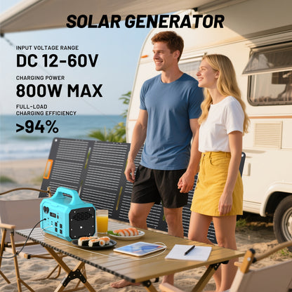 1800W Portable Generator 200W Solar Panel, 120V AC Output, 2-Hour Full Charging Time, Compact Design for Camping, RV, Home & Commercial Use, 1024Wh Solar Generator, Outdoor Power Station, Modern Power Station, Durable Power S