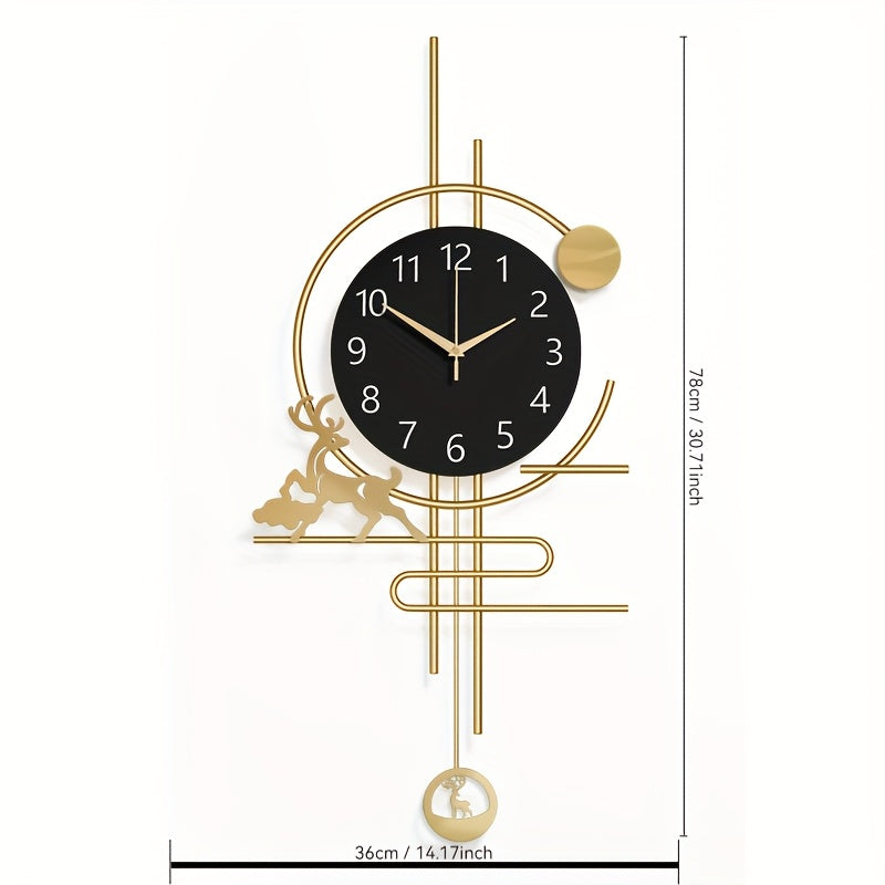 30x14 Inch Large Silent Wall Clock - Quartz Movement, No Ticking, Japanese Quartz Movement, Decorative Metal Art Design, Ideal for Living Room, Bedroom, Office, and Home Decor, Bedroom Wall Clock|Modern Wall Clock|Quartz Move