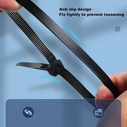 300pcs Heavy-Duty Nylon straps - Extra Strong, Waterproof, Anti-Slip, Black - for Heavy-Duty Binding, Packaging, Gardening, Furniture Assembly, Outdoor/Indoor Use - Multi-Purpose Fastening Tape, Garden Binding Tapes, Textured