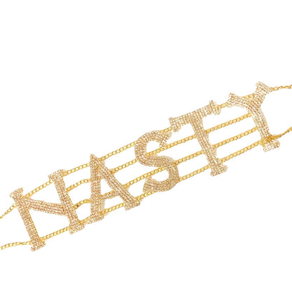 1pc European and American style NASTY letter necklace exaggerated rhinestone claw chain fashionable sexy punk neckline Women's style