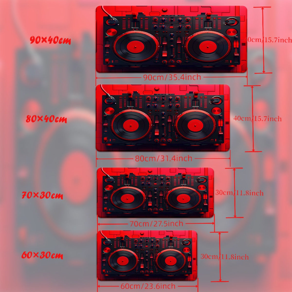 1pc Red DJ Equipment Pad for Desk, Gaming, Office Decor, Non-Slip Rubber Base, XXL Computer Mouse Pad, Multi Functional Mouse Pad for Office, Large Mousepad XXL Mouse Pad.