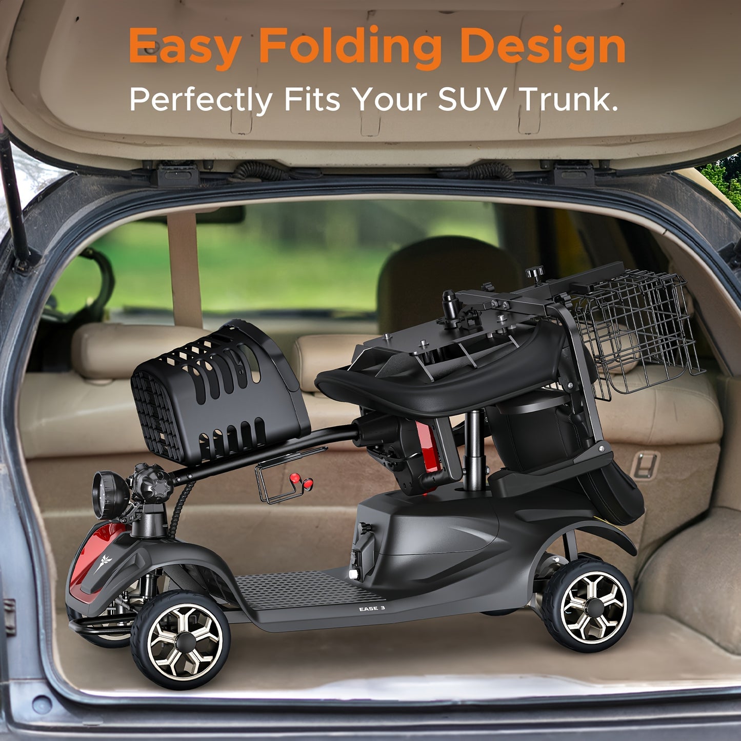 New 4-Wheel Mobility Scooter, 250W Motor, 5.6MPH Speed, 24V 12AH Battery, Solid 8"x3" Tires, Rearview Mirrors, Dual Baskets, Foldable & Adjustable Design, Easy To Control, Ideal For Daily Use And Outdoor Adventures