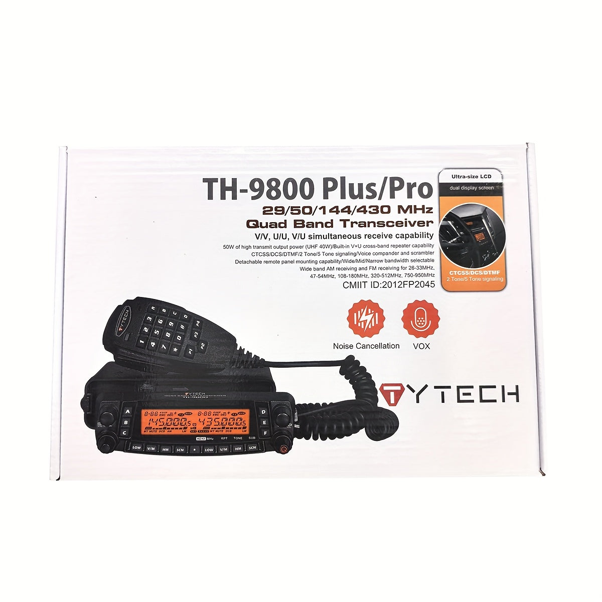 TYT TH-9800 Quad Band Mobile Radio Transceiver - 50W High Power U/V Cross-Band Repeater, 809-Channel DMR/FM/Analog Two-Way Talkie with Lighter Power, USB Cable & Programming for Truck, Taxi, RV, Emergency Services