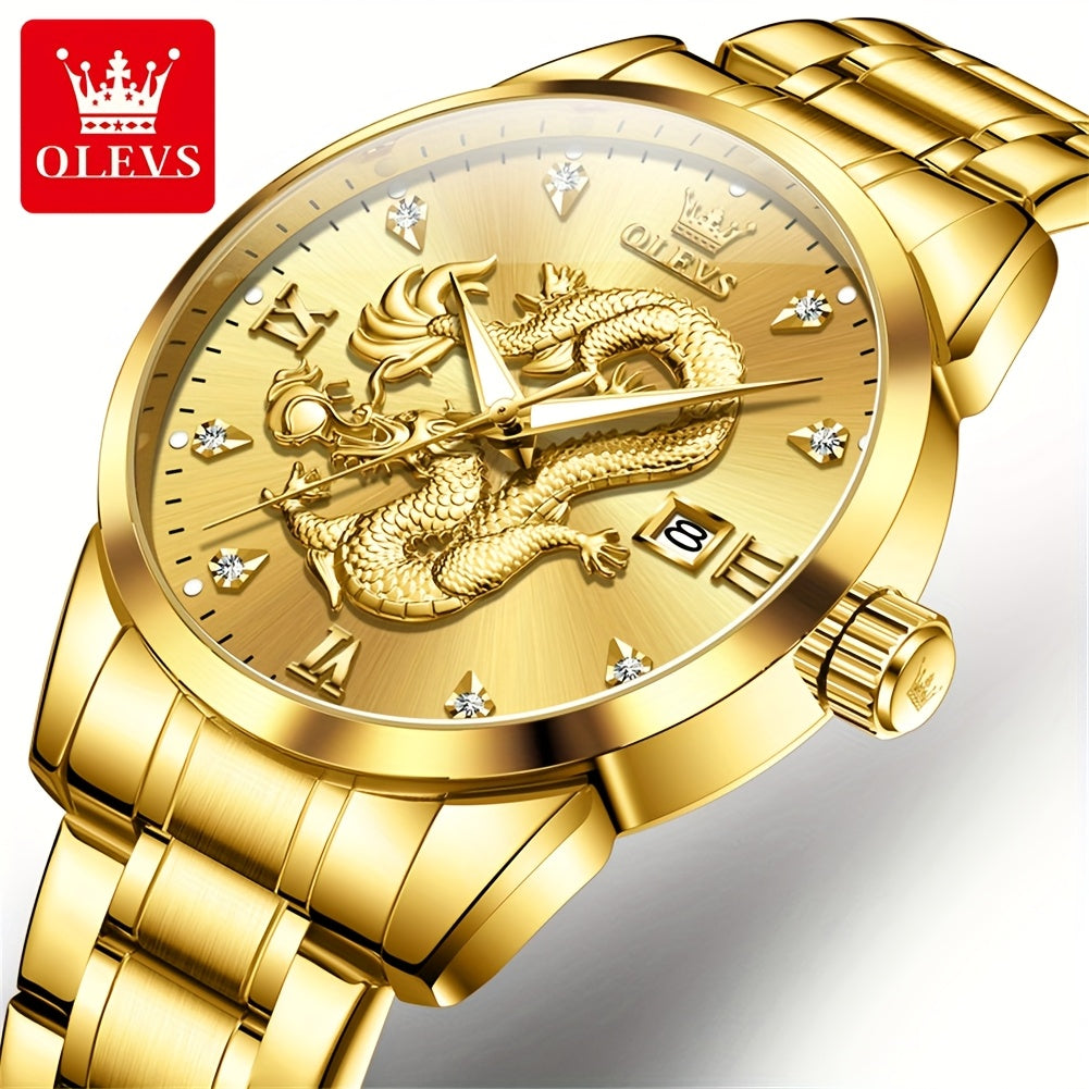 OLEVS New Luxury Business Luminous Quartz Stainless Steel Watches for Men Original Top Brand Fashion Men'S Wrist Watches Golden Trend High Quality Best Selling Men'S Watches, Fashion Watches for Men, Mechanical Watches for Me