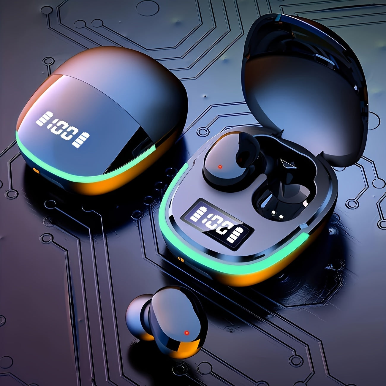 25 Years of Newly Upgraded Wireless Earbuds, Noise-Canceling Sports Headphones, 5.0 Gaming Headphones, Stereo Headphones with a Microphone, Featuring an LED Display, High Sound Quality, Aesthetically Pleasing Sports Headphone