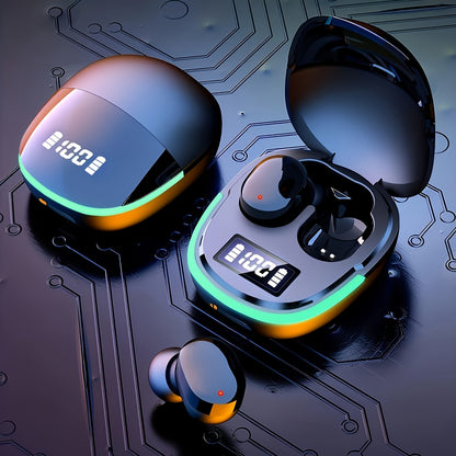 25 Years of Newly Upgraded Wireless Earbuds, Noise-Canceling Sports Headphones, 5.0 Gaming Headphones, Stereo Headphones with a Microphone, Featuring an LED Display, High Sound Quality, Aesthetically Pleasing Sports Headphone