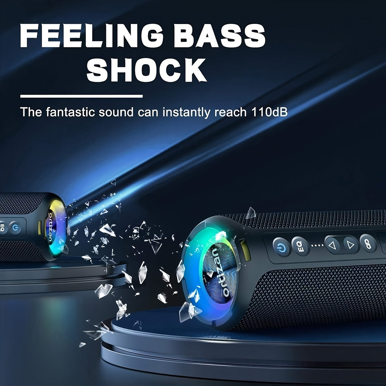 Ortizan Wireless Speakers, 40W Loud Sound, Wireless Stereo, IPX7 High Quality, Extra Bass, LED Light, BT5.3, Portable Compact Speaker for Shower, Outdoor, Beach, Home, Party. Gifts for Men And Women., Outdoor Speaker, Shower