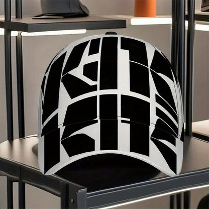 1pc Bold 2D All-Over Print Adjustable Snapback - Funky Full-Body Baseball Hat with Bold Text Design, Adjustable Strap for Sports, Running, Gym & for halloween/Christmas/Thanksgiving Events - Polyester Casual Streetwear Access