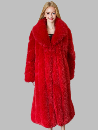 FHILLINUO Chic Women'S Faux Coat | Long Length, Solid Color, Single Breasted, with Pockets, Comfortable and Warm for Fall/Winter