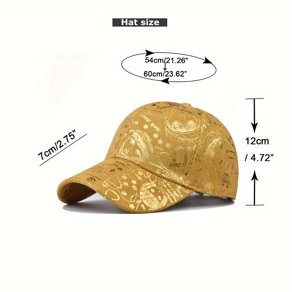 Sports Hats Breathable Sun Cap - New Graffiti Baseball Caps Golden Stamping - Outdoor Hip-hop Joker Cap - Street Cool Baseball Hats for men and women - Couple Caps Duckbill Cap