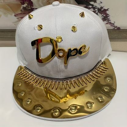 Men's Punk Hip-Hop Snapback Baseball Cap with "Dope" Lettering - Lightweight Adjustable Hat in Beige, Camo, Blue & Red/Golden for Streetwear & Casual Style