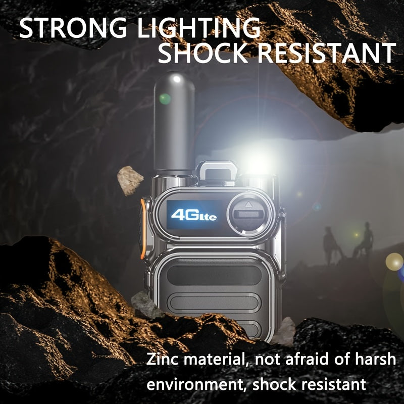 A set of 4 black global walkie-talkies for public use: 4G PoC walkie-talkies with powerful 4G signal, three types of lights that can be switched freely, easily covering 5000 kilometers, meeting the needs of home and professio