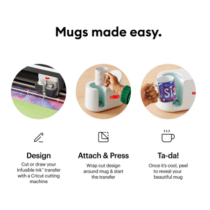 C.ri.cut Mug Press™, Portable Heat Press, Mini Heat Press Machine, Portable, 3 Modes, Adjustable Temperature Control, Compact Design for DIY Projects, Portable Electric Heat Press Machine, Ideal for Crafts & Fabric, Include