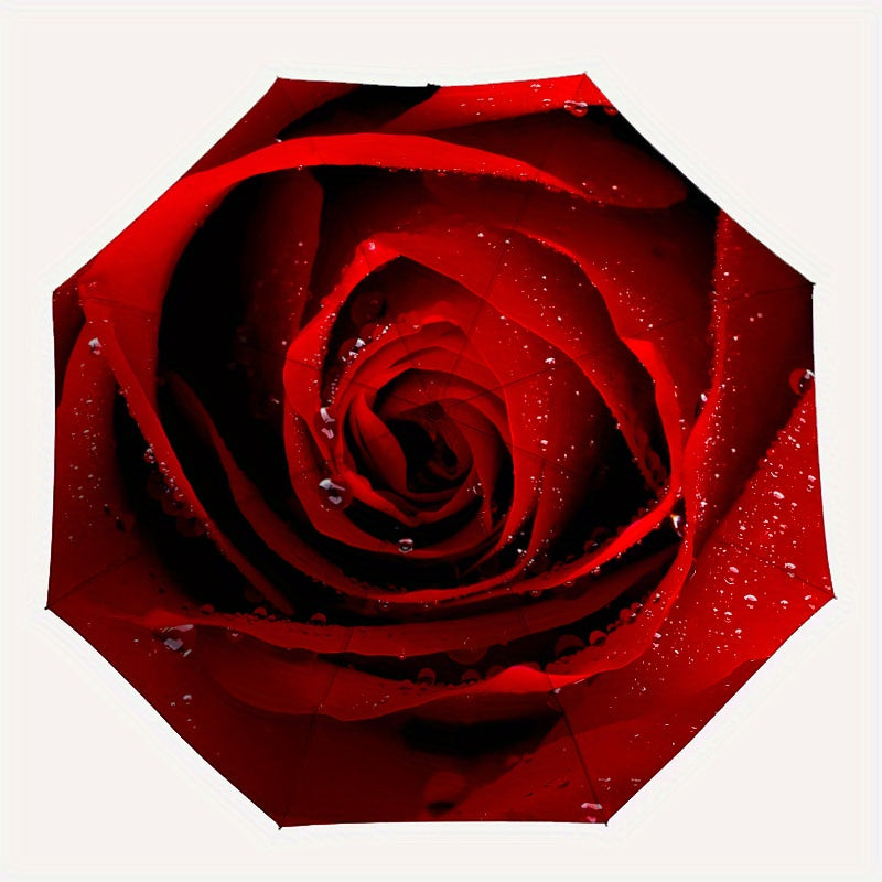 Red Rose Style automatic automatic automatic umbrella sun protection folding umbrella parasol portable travel decoration fashion umbrella holiday gift