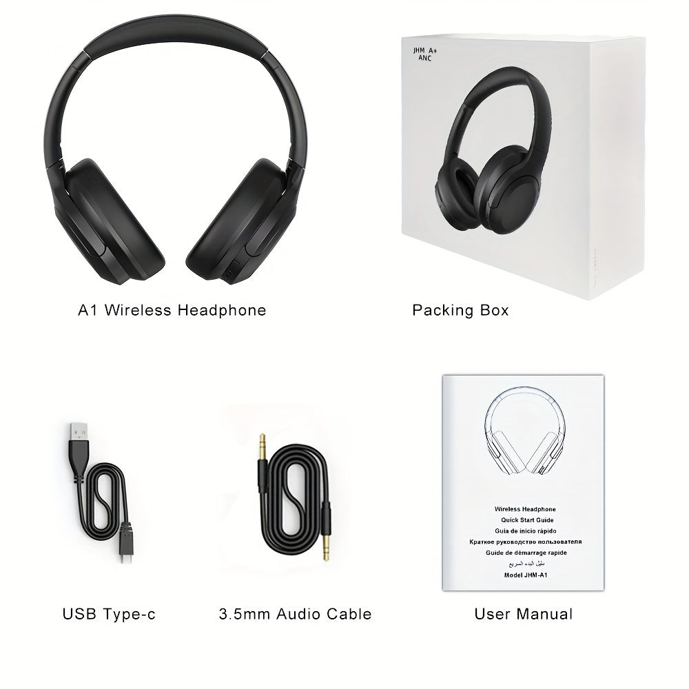 LIFEBEE Active Noise Cancelling Over-Ear Headphones - Wireless ANC Earbuds with Touch Control, Condenser Mic, Lightweight Plastic Semi-Open-Back Design, Sports & Exercise Compatible, Rechargeable Lithium Polymer Battery, Volu