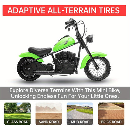 24V Electric Kids Dirt Bike, 250W Electric Motorcycle w/LED Light, Seat- Two Speed Max Up to 14MPH & 60 Minutes Continuous Motorbike Ideal Christmas Gift Birthday Gift for Boys Girls