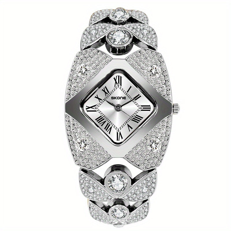 Women'S Elegant Watch - Roman Numeral Dial, Stainless Steel Band, Mechanical Movement, Non, Ideal for Business, Couples, Back-to-School, Christmas Gift, Without Battery