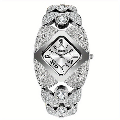 Women'S Elegant Watch - Roman Numeral Dial, Stainless Steel Band, Mechanical Movement, Non, Ideal for Business, Couples, Back-to-School, Christmas Gift, Without Battery