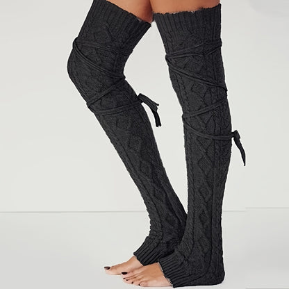 Women's Warm Over-the-Knee Knee-High Sock Covers - Solid Color Thermal Winter Socks Suitable for Cold Weather, Machine Washable, for & Casual Attire (All-Season)