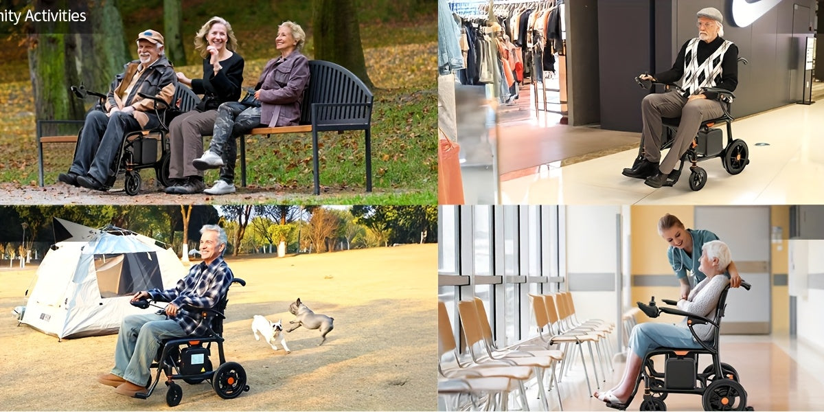 Nihhcune 26-mile Long-range Portable Adult Electric Wheelchair, Full Carbon Fiber Intelligent Electric Wheelchair, Installation-free, One-step Folding And Unfolding, Ultra-light 15kg, 300 Pounds Load-bearing, Suitable for Tra