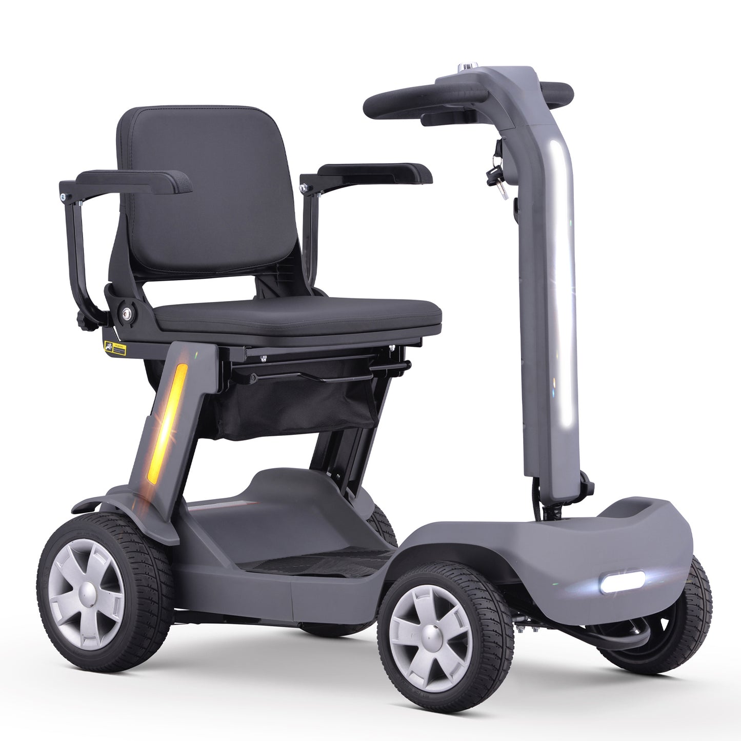 Senior Mobility Scooter 4-Wheel Foldable Electric Scooter for Adults, Lightweight & Portable with LED Lights, Storage Bag & Charger Included, Ready to Use for Travel