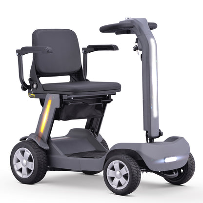 Senior Mobility Scooter 4-Wheel Foldable Electric Scooter for Adults, Lightweight & Portable with LED Lights, Storage Bag & Charger Included, Ready to Use for Travel