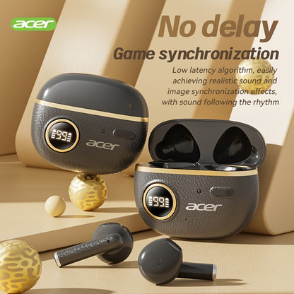 ACER TWS Wireless Earbuds with Deep Bass Stereo + Call Noise Cancellation, Long-Lasting Comfort, HIFI Sound, Lightweight Touch Design, Classic Retro Style, Non-Painful Wear for Sports, Running, Learning, Business, Music - Chr