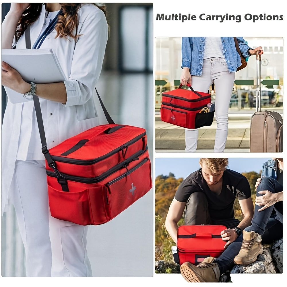 1pc Medical First Aid Kit, Multi-Pocket Medical Travel Bag, First Aid Supplies Storage Bag. Suitable for Storing Outdoor Sports Medical First Aid Supplies And Carrying First Aid Items When Traveling, Best for Christmas, Perfe