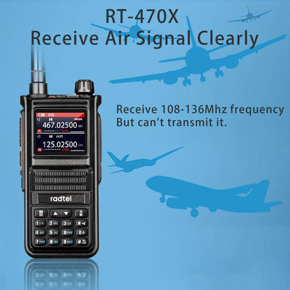 Radtel RT-470X JC-8810 Tri-Band Radio Walkie Talkies 256CH Aviation Air Band Two Way Radio NOAA Marine Long Range Handheld Transceiver USB-C, Wireless Copy Frequency
