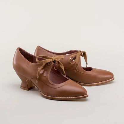 Women'S Large Size Chunky Low Block Heel Pointed Toe Lace-Up Sandals - All-Season Round-Toe-like Comfort, Brown Faux Cover Upper & Synthetic Cover Lining, European-Inspired Elegant Casual to Semi-Formal Shoes with Arch Suppor